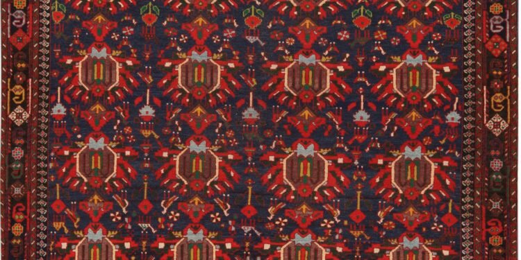 Antique Persian Afshar Lion Rug 74517