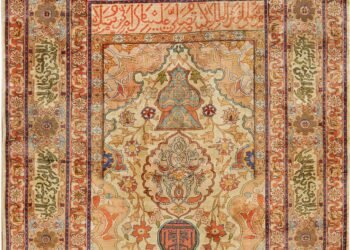Vintage Turkish Hereke Silk & Metallic Rug 74490